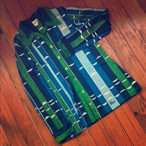 SWAGGY Blue Green and White Vintage Casino shirt